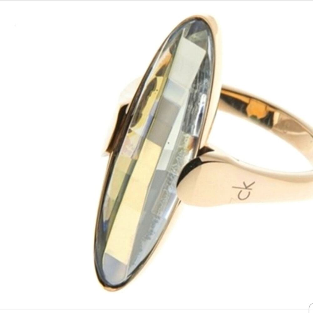NWT Calvin Klein Continuity Slim Oval Faceted Yellow Glass Stone Size 9